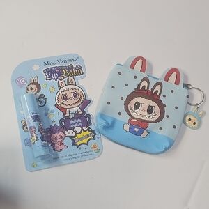 Miss Vanessa Blueberry  Lip Balm and Labubu Monster Coin Pouch Set New